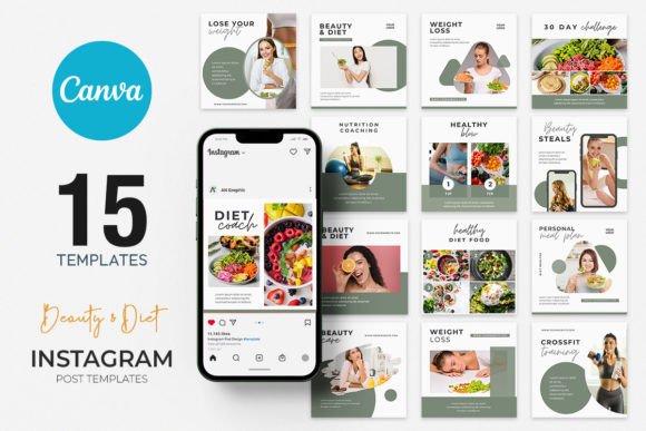 15 Beauty Diet Instagram Post Templates