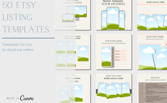 50 Etsy Listing Mock-up Canva Templates for Sellers