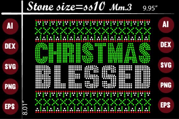 Blessed Christmas Rhinestone Templates: Festive Craft Design