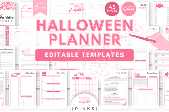 Halloween Planner Canva Templates | PINKS: Your Ultimate Party Planning Toolkit