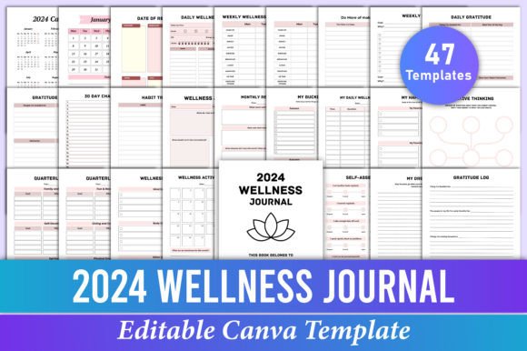 Streamline Your Creative Process with 2024 Wellness Journal Canva Templates